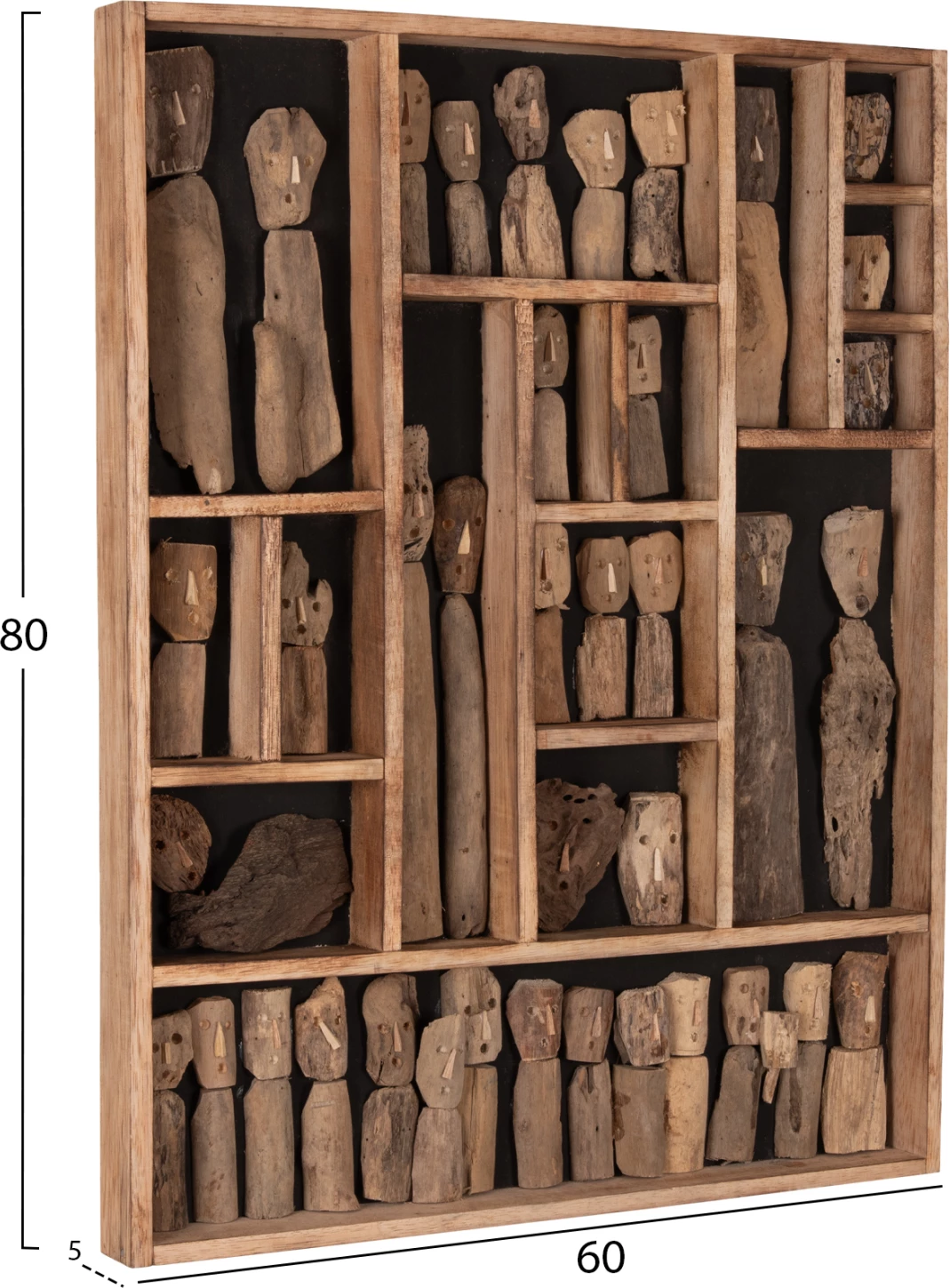 Dekor për mur MYST FH4275 kornizë me figura prej druri të lundruar 60x5x80 cm