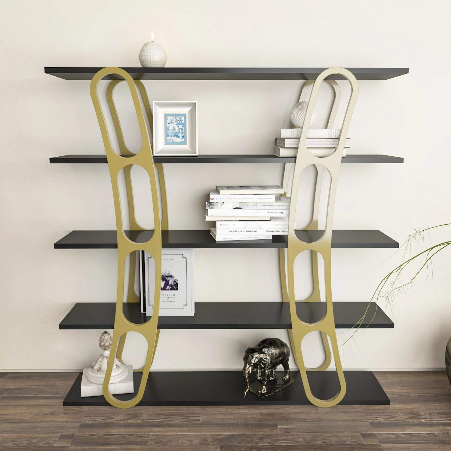 Raft librash Hanah Home, Adar, ngjyrë e zezë dhe ari