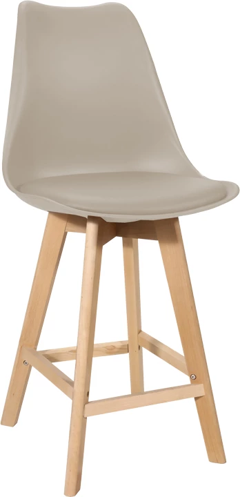 Karrige për bar Gaston, ngjyrë kapuçino, këmbë druri, 48.5x56x104cm