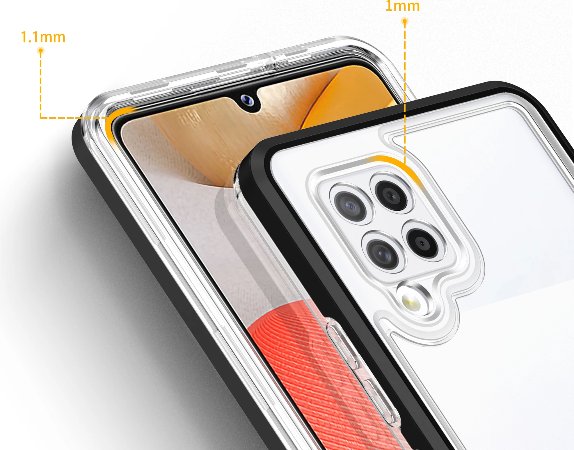 Mbështjellës Hurtel Hybrid Armor Clear 3in1 për Samsung Galaxy A42 5G, i zi/transparente