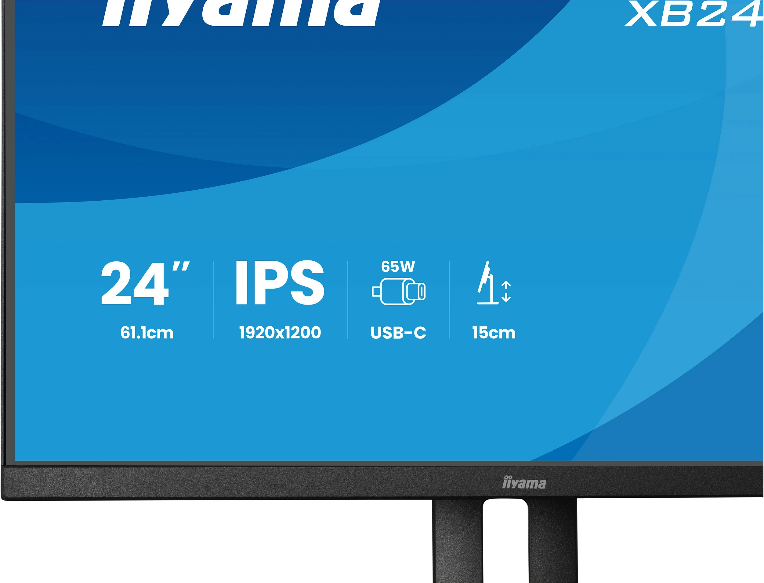 Monitor iiyama ProLite XB2495WSC-B1, 24.1" WUXGA IPS, 100Hz, USB-C 65W, Pivot, i zi