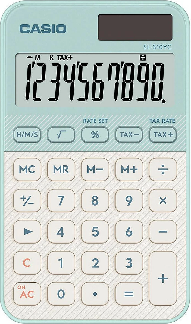 Kalkulator Casio SL-310YC, TAX, i hollë, gjelbër i çelët