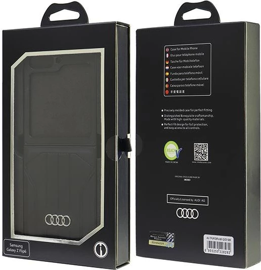 Mbështjellës Audi Synthetic Leather MagSafe për Samsung Galaxy Z Flip 6, i zi