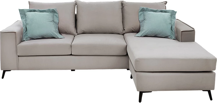 Divan qoshe i kthyeshëm, pëlhurë, ngjyrë elefant-ciel, 240x165x95cm