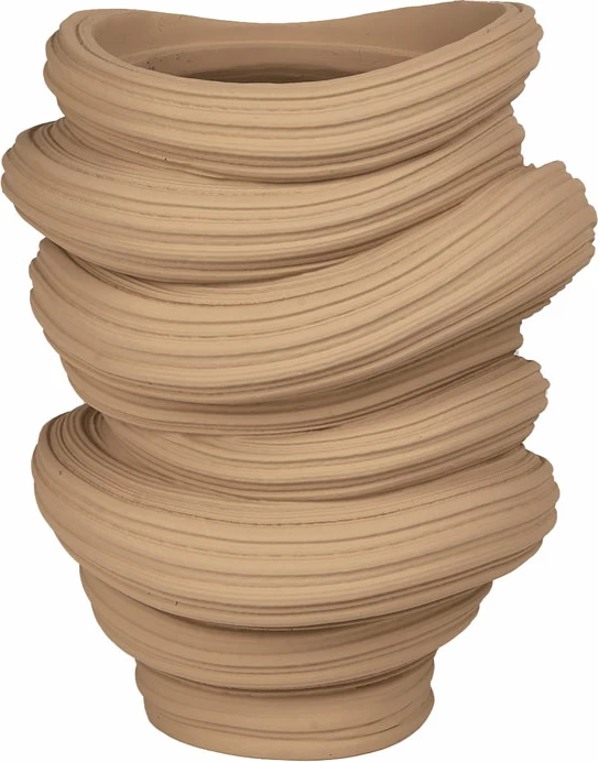 Vazo e çrregullt, polirezine, bezhë, 27x25x33 cm