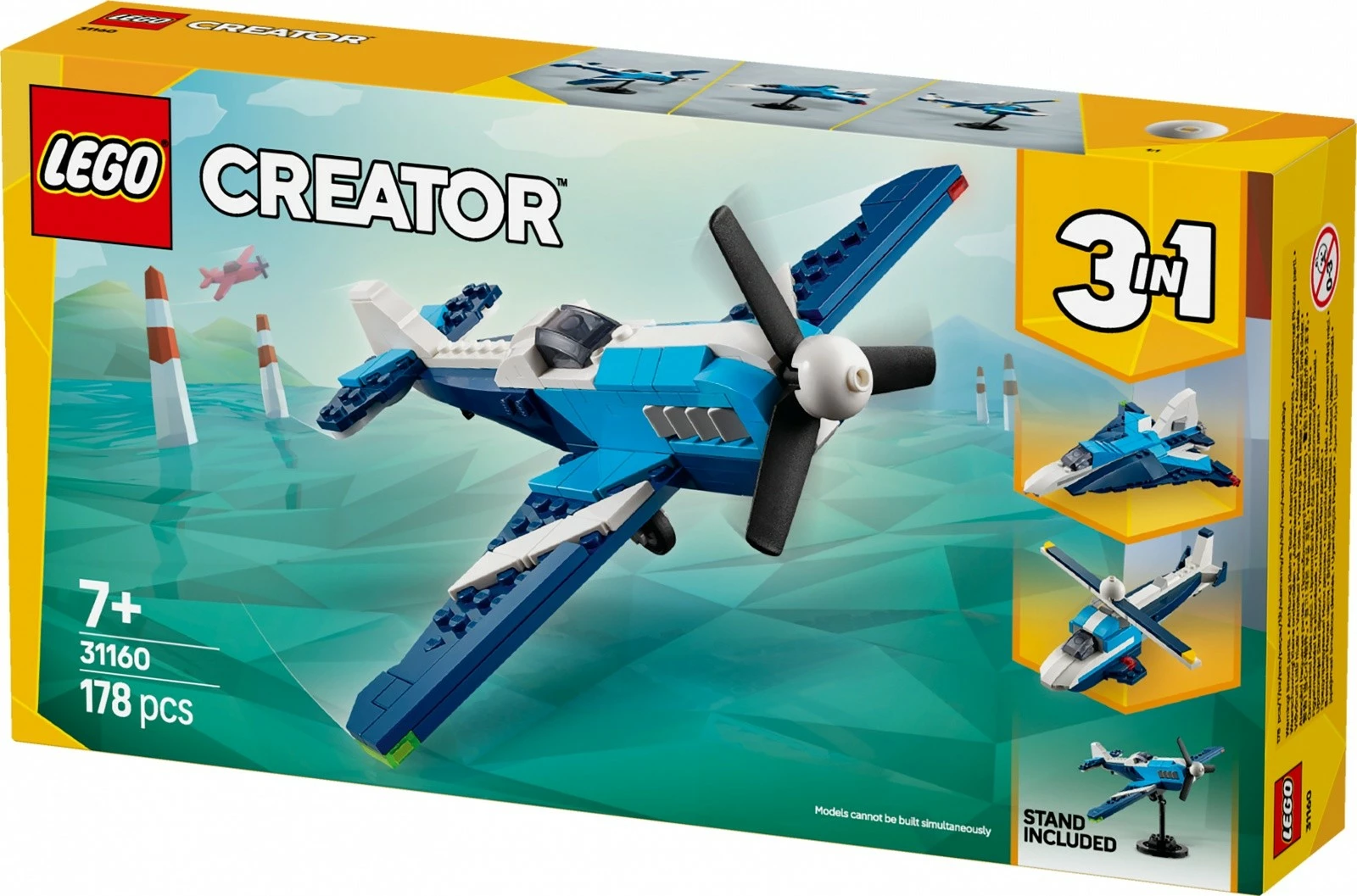 Set ndërtimi LEGO Creator 3-in-1, 31160 Airship: Racing Plane, 178 pjesë, blu
