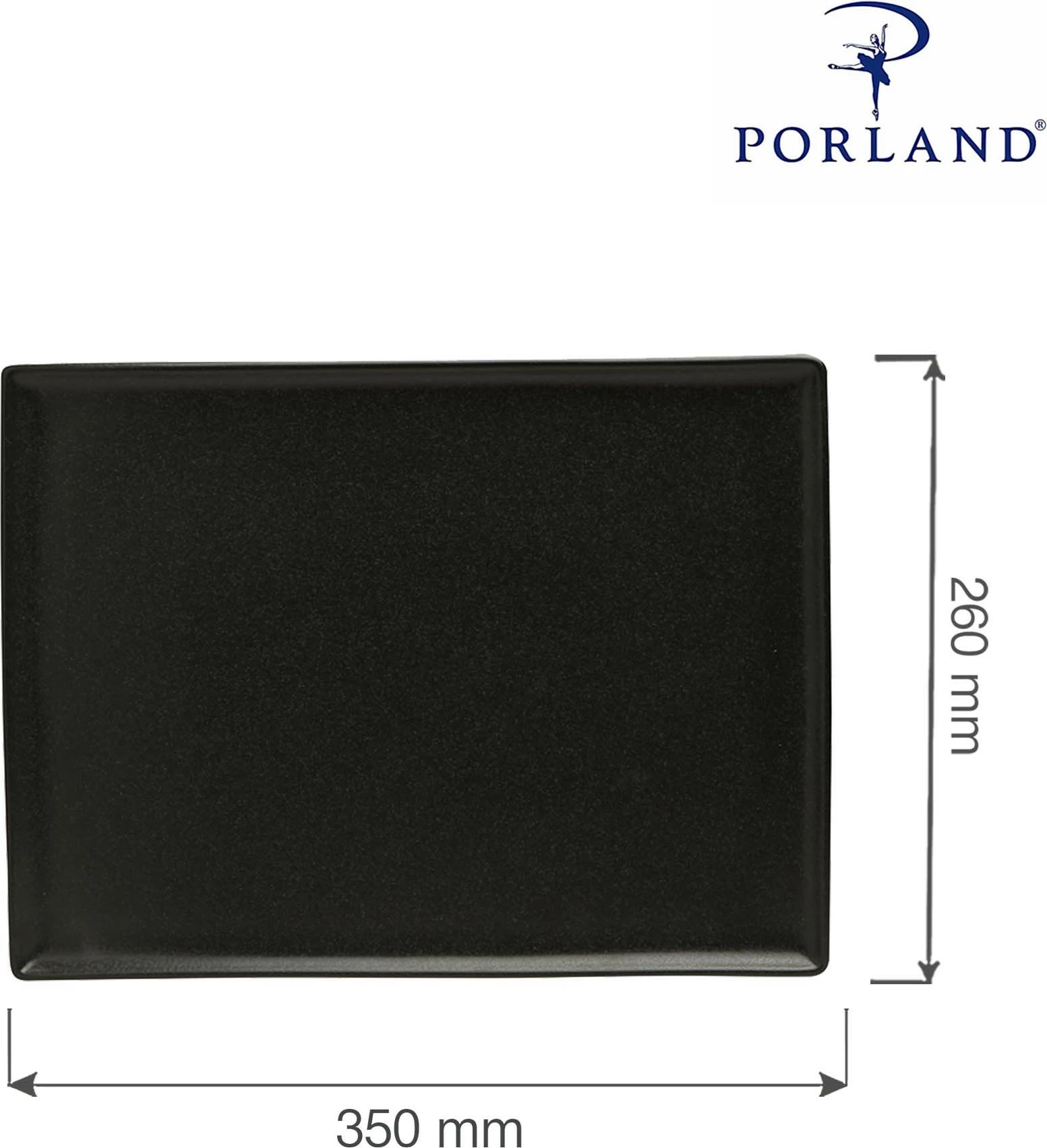 Tabaka drejtkëndore Porland Seasons Coal 350x260 mm, e zezë, set 6 copë