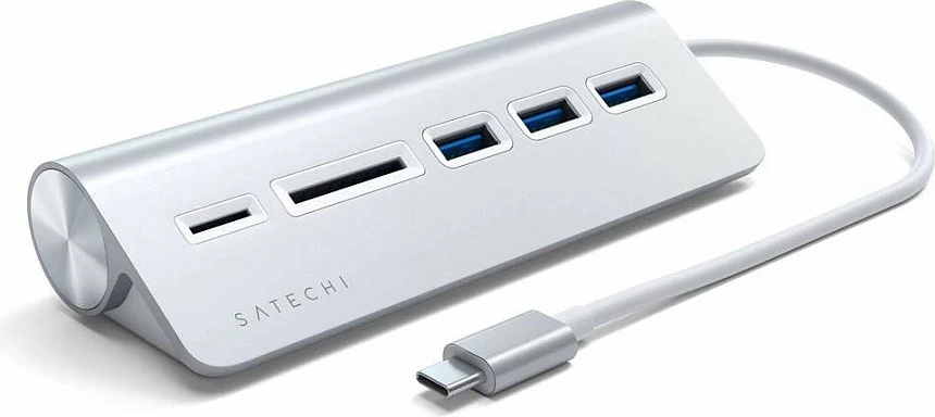 USB Hub USB-C Satechi Type-C Aluminum ST-TCHCRS, 3x USB 3.0, SD/microSD, argjend