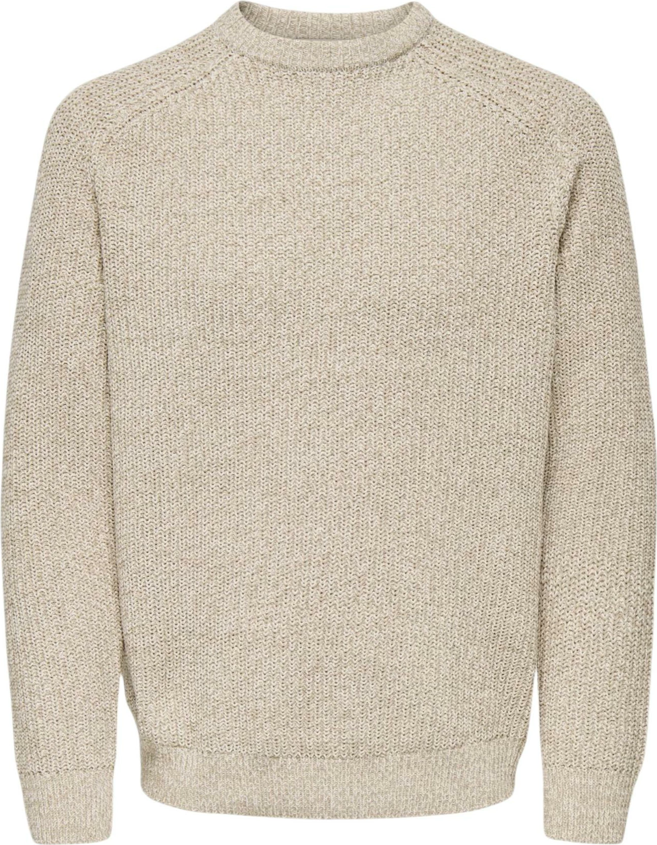 Xhemper për meshkuj Only & Sons Onsjoin Rlx Ls Raglan Knit 22034670, bezhë e çelët [Madhësia: S]