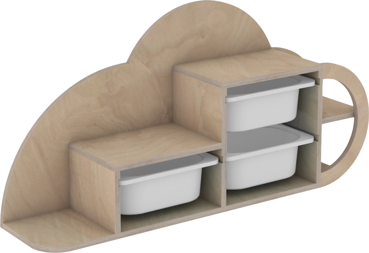 Raft muri COBB FH18227.03 dru thupër ngjyrë natyrale-bardhë e kaltër P.E. sirtarë 98x22,5x48,5H cm