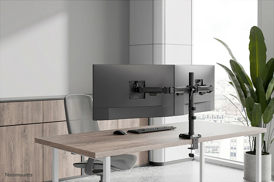 Krah monitori Neomounts NERO DS60-600BL2, për 2 monitorë 10-32", VESA 75x75/100x100, i zi