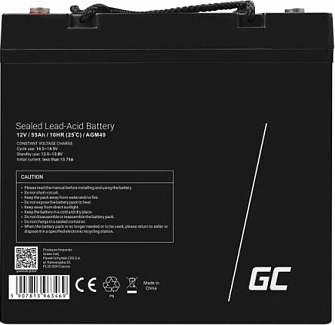 Bateri AGM Green Cell AGM49, 12V 55Ah, e zezë