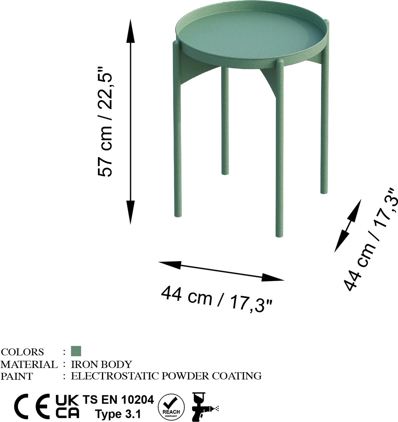 Tavolinë e ulët, ngjyrë e gjelbër, Skye Decor, Shb-002-E