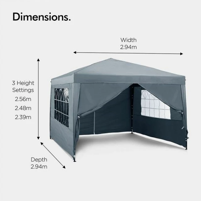Pavijon pop-up VONHAUS 2500390 3x3m 294x294cm Grey