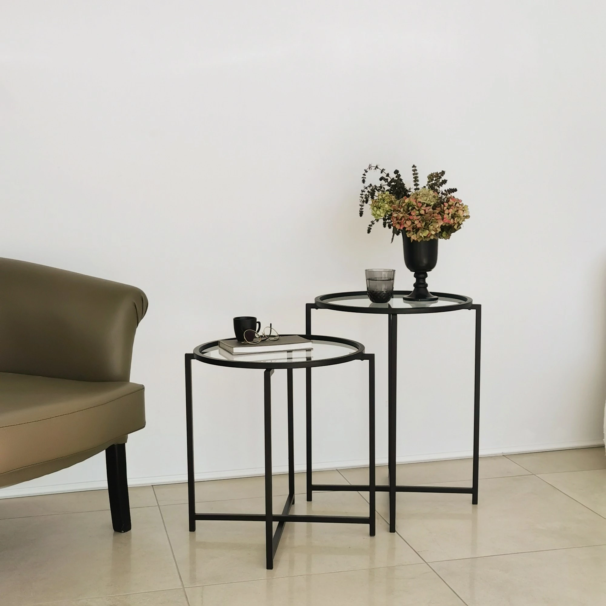 Set tavolinash anësore Skye Decor, S412, ngjyrë e zezë