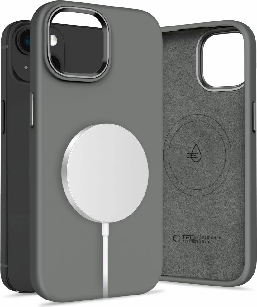 Mbështjellës Tech-Protect Silicone PUZ MagSafe për iPhone 15, Gri