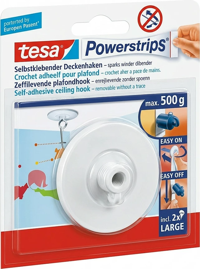 Shirita montimi tesa Powerstrips Large, dyanshëm, 2 kg, 10 copë, të bardhë