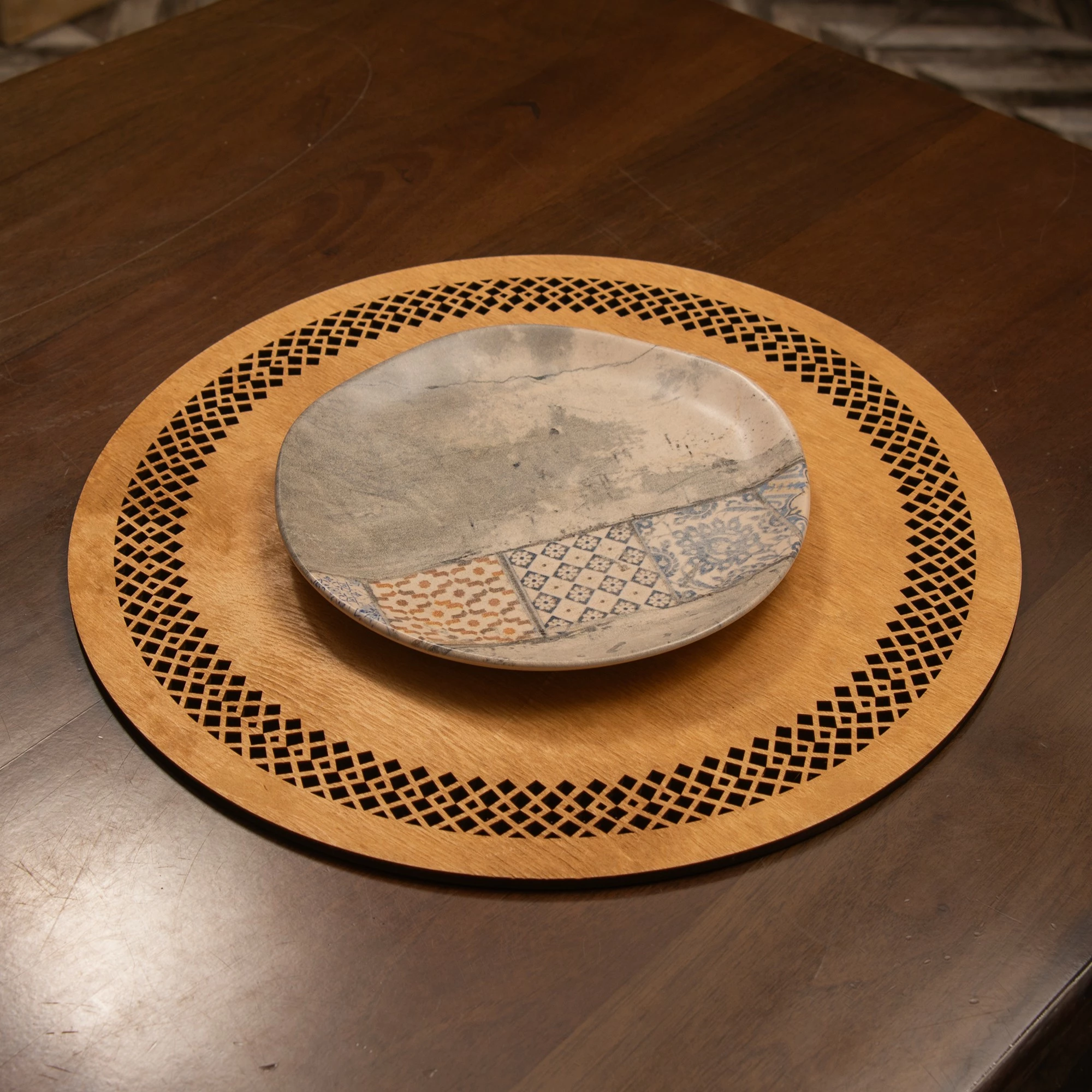 Set nënshtruesish tavoline prej druri, Hermia, Selçuk, ngjyrë mjaltë (6 copë)