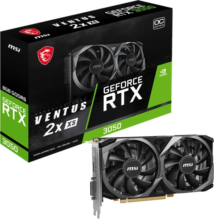 Kartelë grafike MSI GeForce RTX 3050 VENTUS 2X XS OC 8GB GDDR6 e zezë