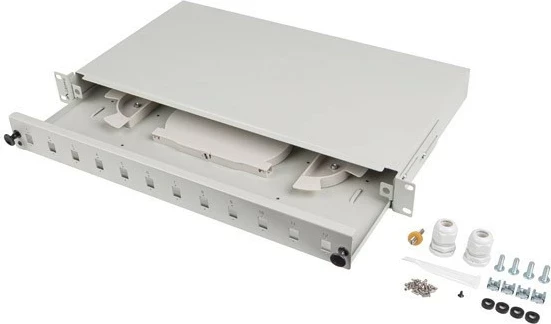 Kasë patch panel LANBERG 12XSC Simplex / 12XLC Duplex, Rack 19'' 1U, gri