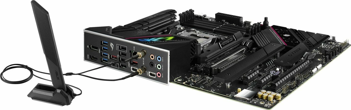Pllakë amë Asus ROG STRIX B650E-F Gaming WiFi, ATX, DDR5, PCIe 5.0, WiFi 6E, e zezë, set me antenë WiFi dhe 2x kabllo SATA