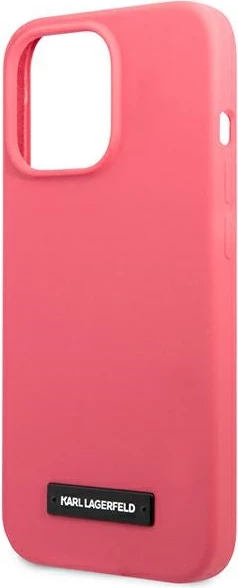 Mbështjellës Karl Lagerfeld KLHCP13XSLMP1PI për iPhone 13 Pro Max 6.7", silikon, fuksja