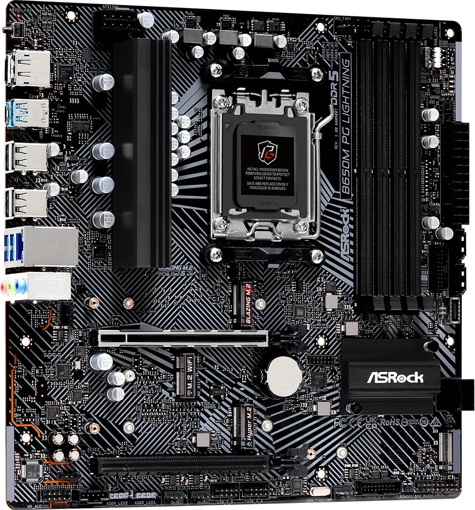 Pllakë amë Asrock B650M PG Lightning, Socket AM5, micro ATX, e zezë