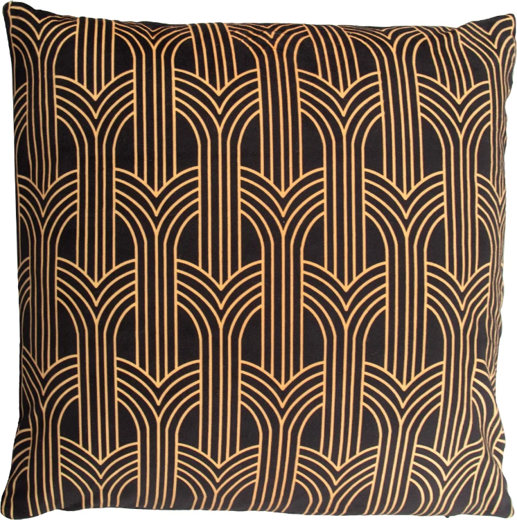 Jastëk dekorativ Gate, kadife, ngjyrë ari e zezë, 45x45cm