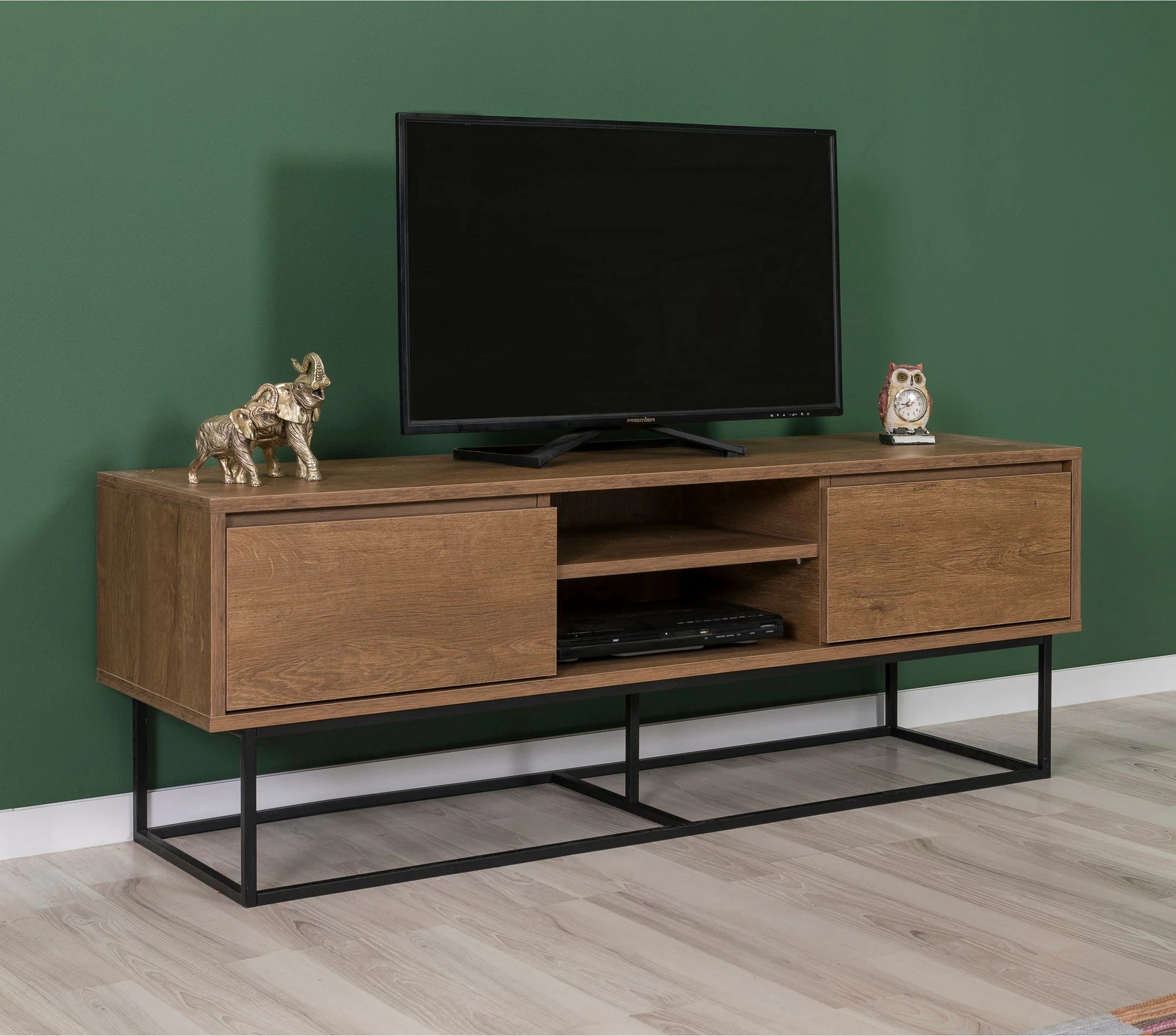 Set mobiljesh për dhomë dite, Skye Decor, Laxus Takım 5, ngjyrë arre dhe e zezë