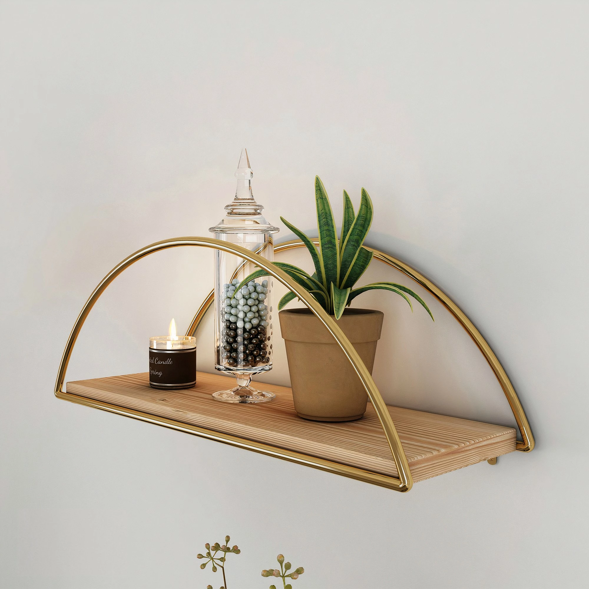 Raft muri dekorativ Hanah Home, ngjyrë ari dhe kafe, 41x17x16cm