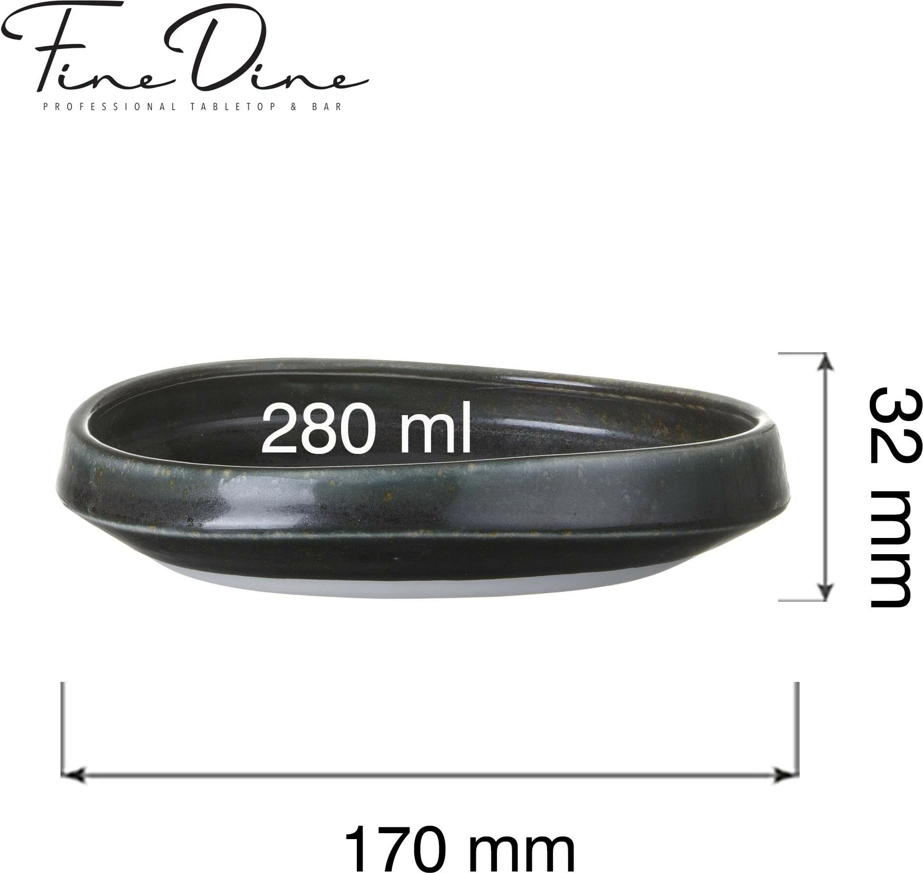 Pjatë gourmet Fine Dine Onyx 170 mm, stoneware, e zezë, set 3 copë