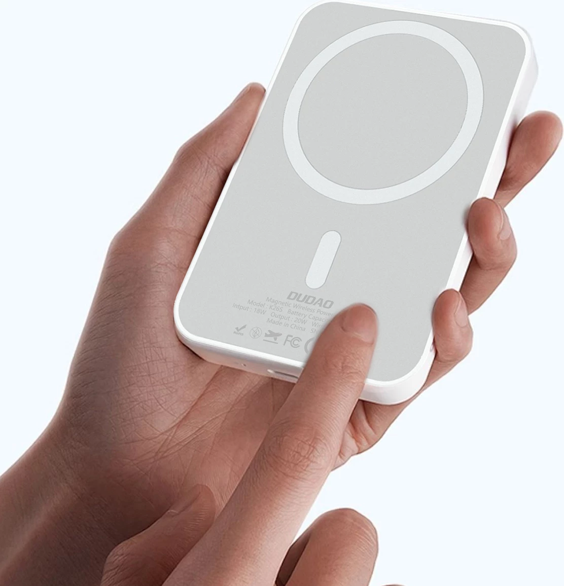 Power bank Dudao K26 10000mAh 20W USB-A/USB-C me MagSafe, e bardhë