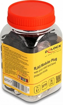 Prizë modulare RJ45 DeLOCK Cat8.1 S/FTP, set 25 copë, e zezë/argjend