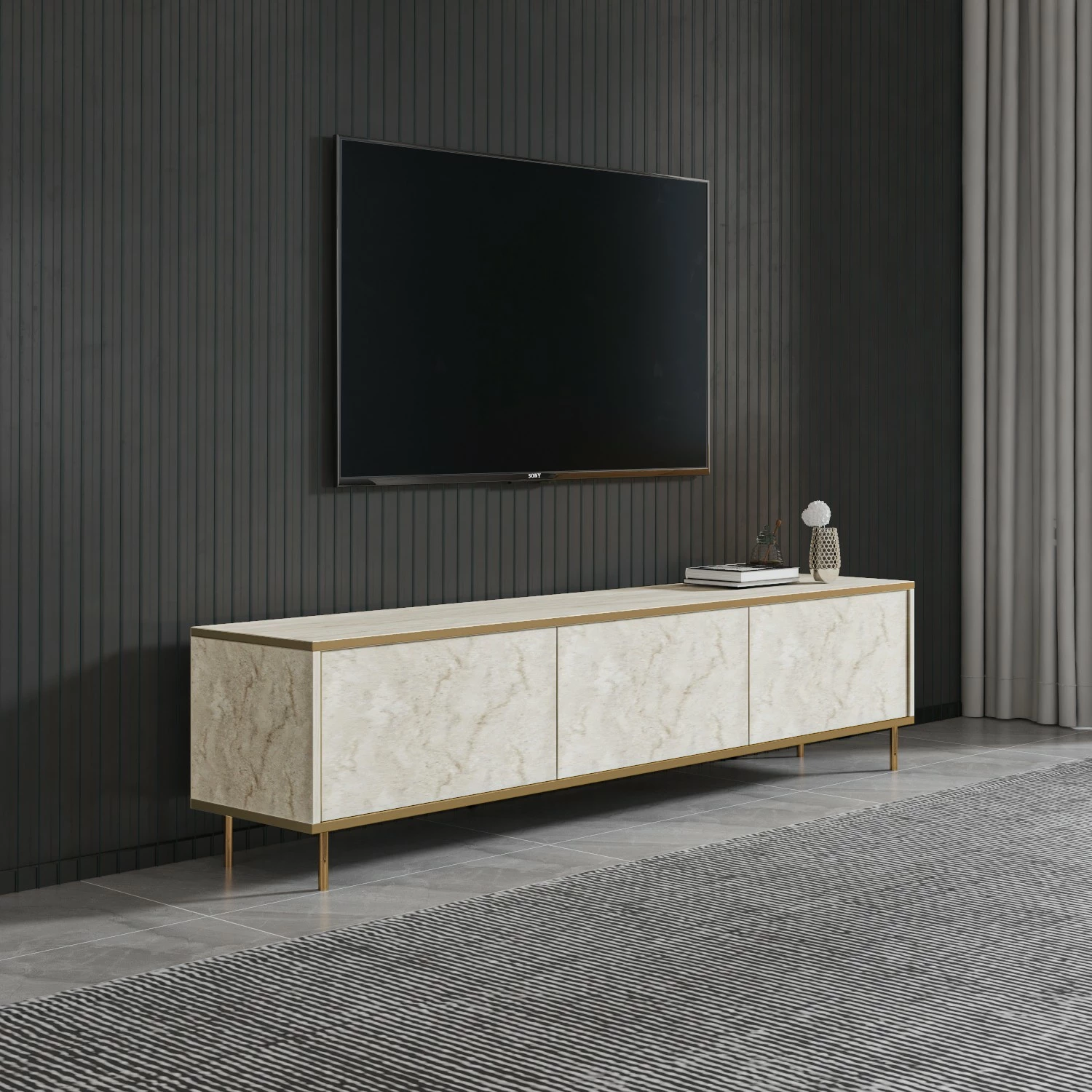 Komodë TV Hanah Home, imazh travertin, ar