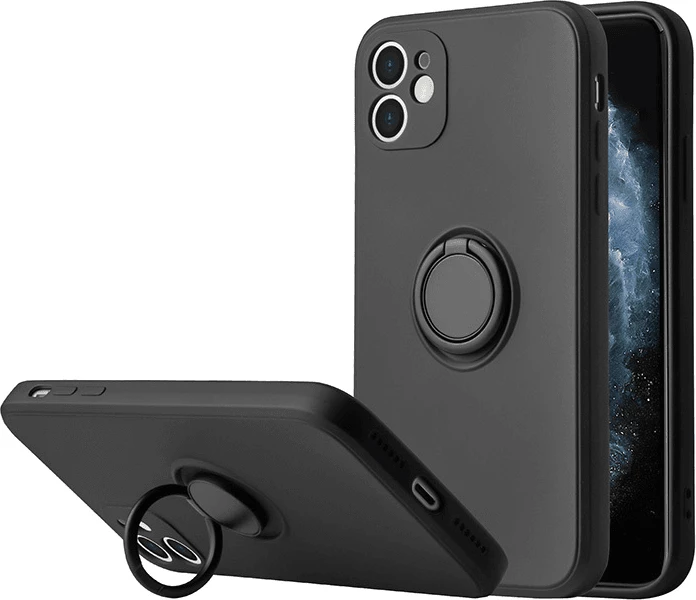 Mbështjellës silikoni me unazë ONASI 17708 për Xiaomi Redmi Note 12 4G, mbrojtje kamere, i zi