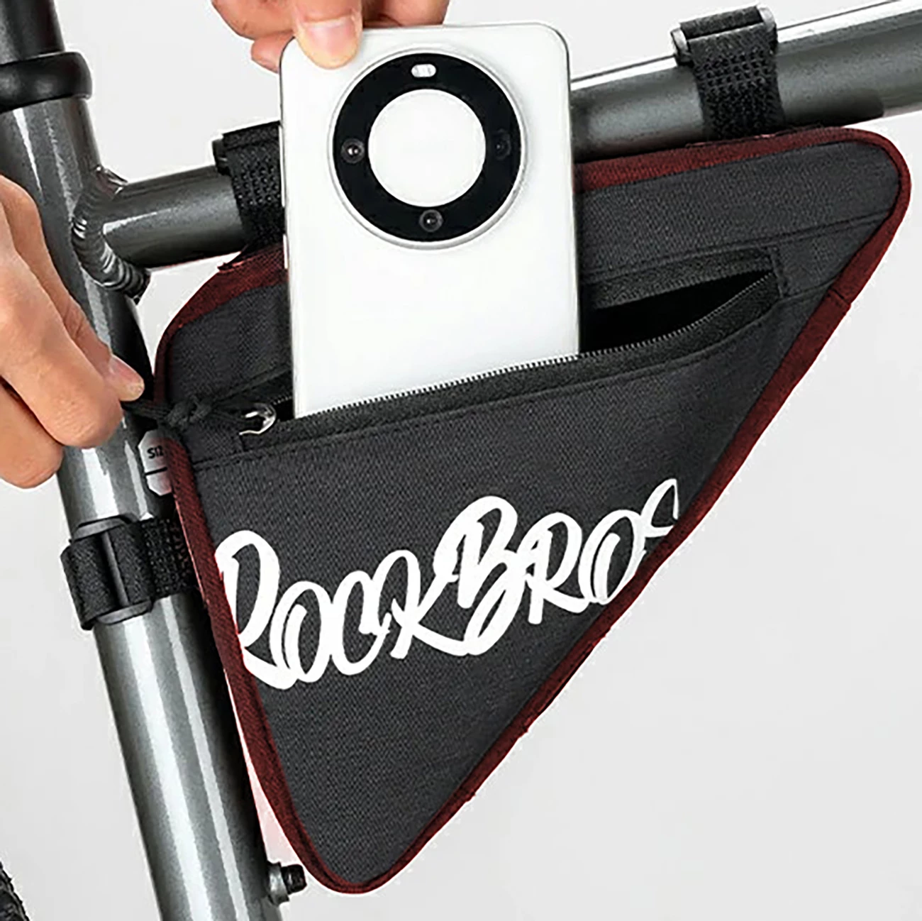 Çantë trekëndore kornize biçiklete Rockbros G001 Flash Journey 0.8 L, e kuqe, paketim qese foli