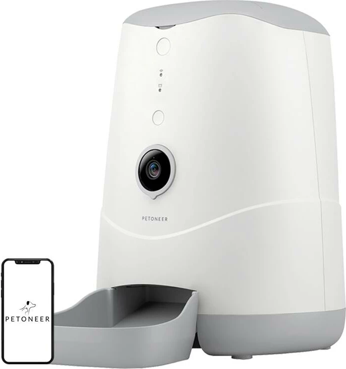 Shpërndarës ushqimi smart Petoneer Nutri Vision PF007 me kamerë, 3.7L, për mace dhe qen të vegjël, Bardhë