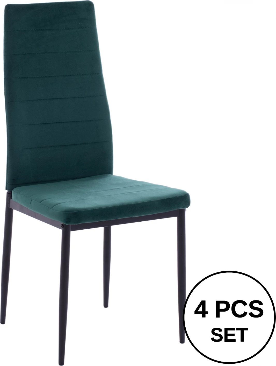 Karrige metalike FH0037.33, kadife e gjelbër, me kornizë metalike K/D, set prej 4 copë