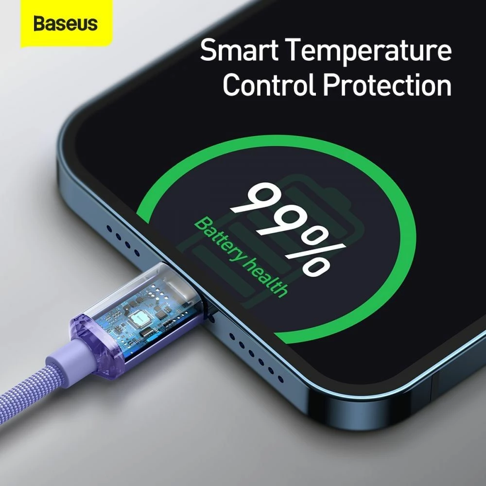 Kabllo USB-C në Lightning Baseus Crystal Shine 1.2 m 2.4A USB 2.0, vjollcë, 1 copë