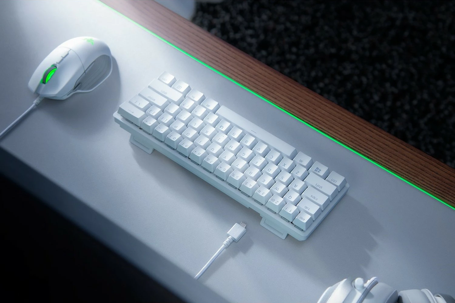 Tastierë Razer Huntsman Mini Mercury, RGB, 60%, e bardhë
