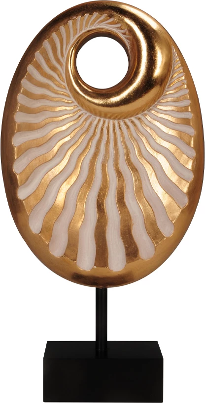 Dekor oval spirale, polirezine, ngjyrë ari e zezë, 22x8x42cm