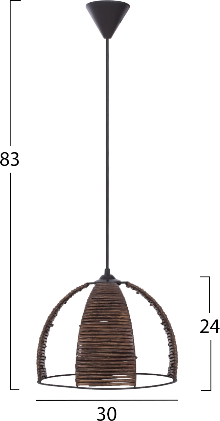 Llambë varëse tavani, kapak metalik me shirita druri, Φ30x83H cm, FH7703.01