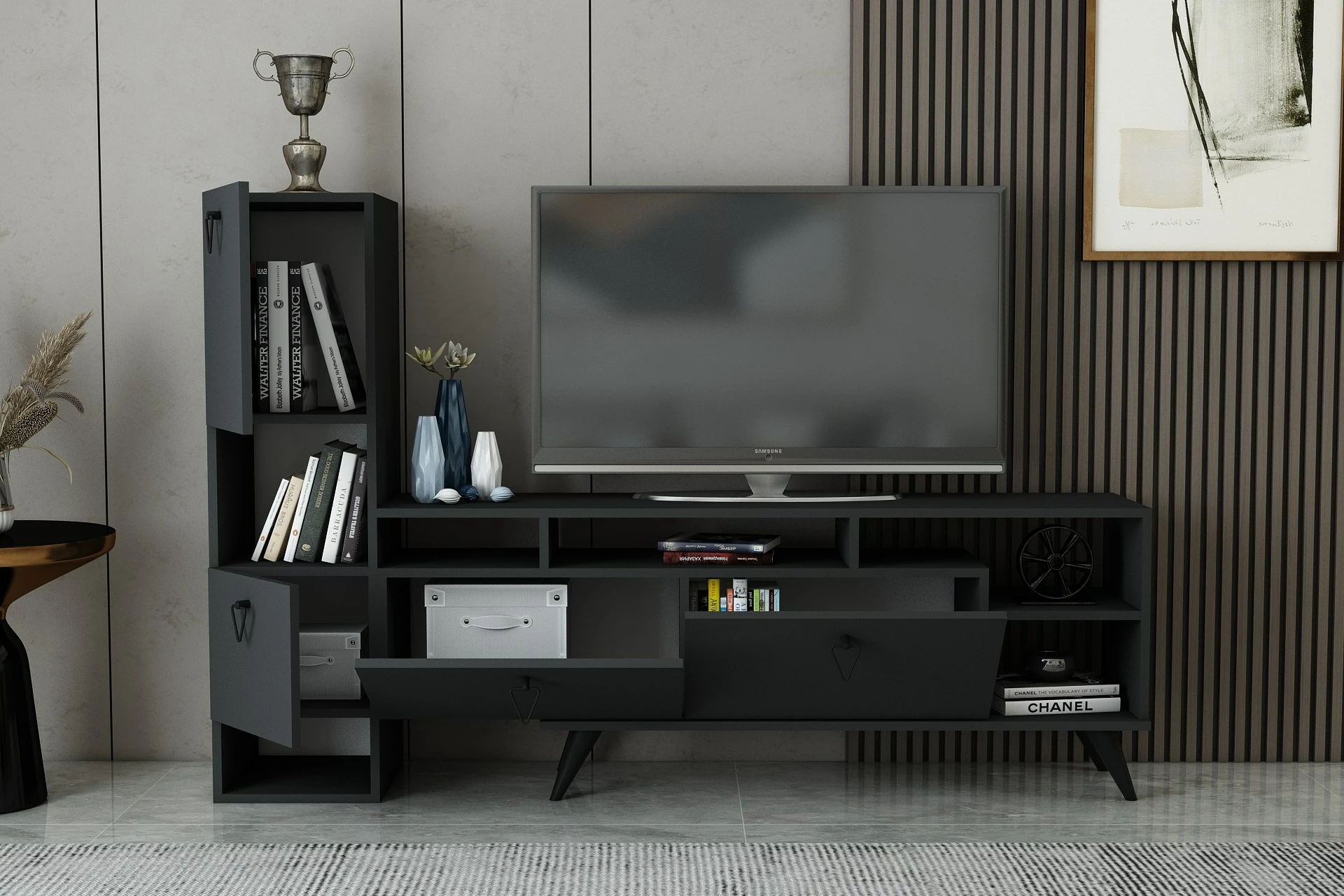 Komodë TV Hanah Home, ngjyrë antracit, Emmy