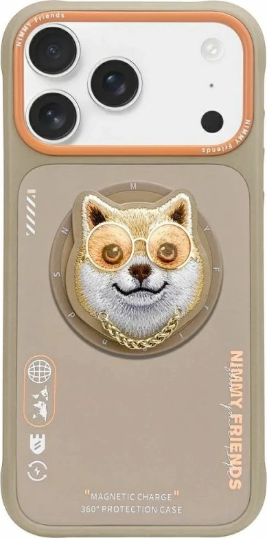 Kapak iPhone Nimmy Glasses Cool Dog MagSafe, bezhë