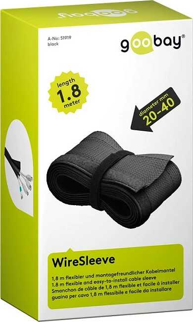 Mbështjellës kabllosh Goobay, 1.8 m, fleksibil, i zi