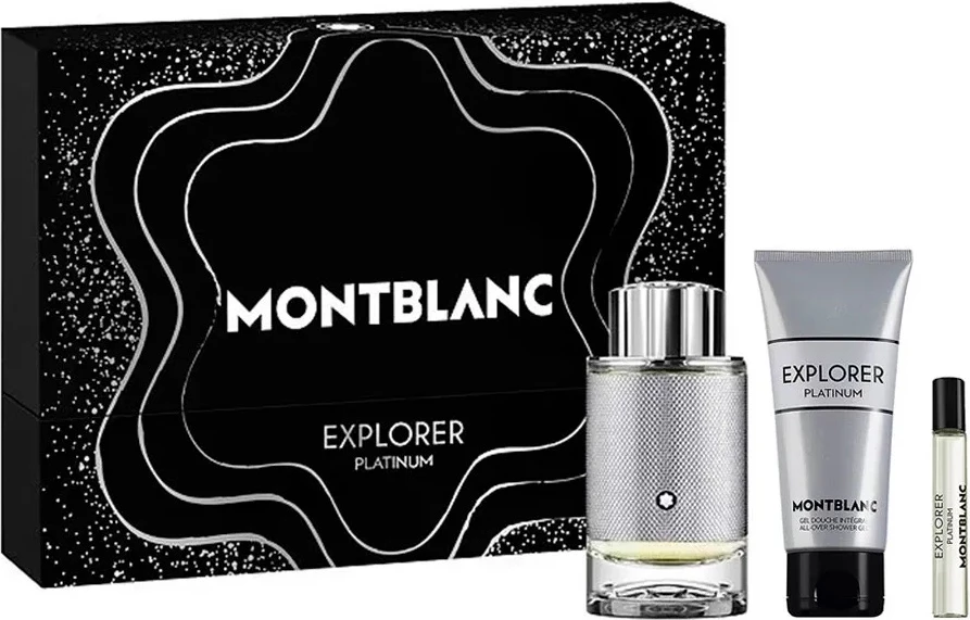 Set Eau de Parfum për meshkuj Mont Blanc Explorer Platinum, 100ml + 7.5ml + xhel dushi 100ml