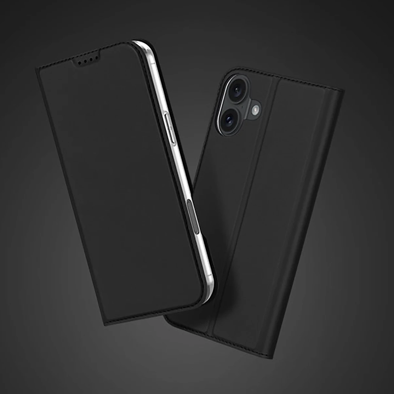 Mbështjellës Dux Ducis Skin Pro për iPhone 16 Plus, me kapak, xhep për kartela, e zezë