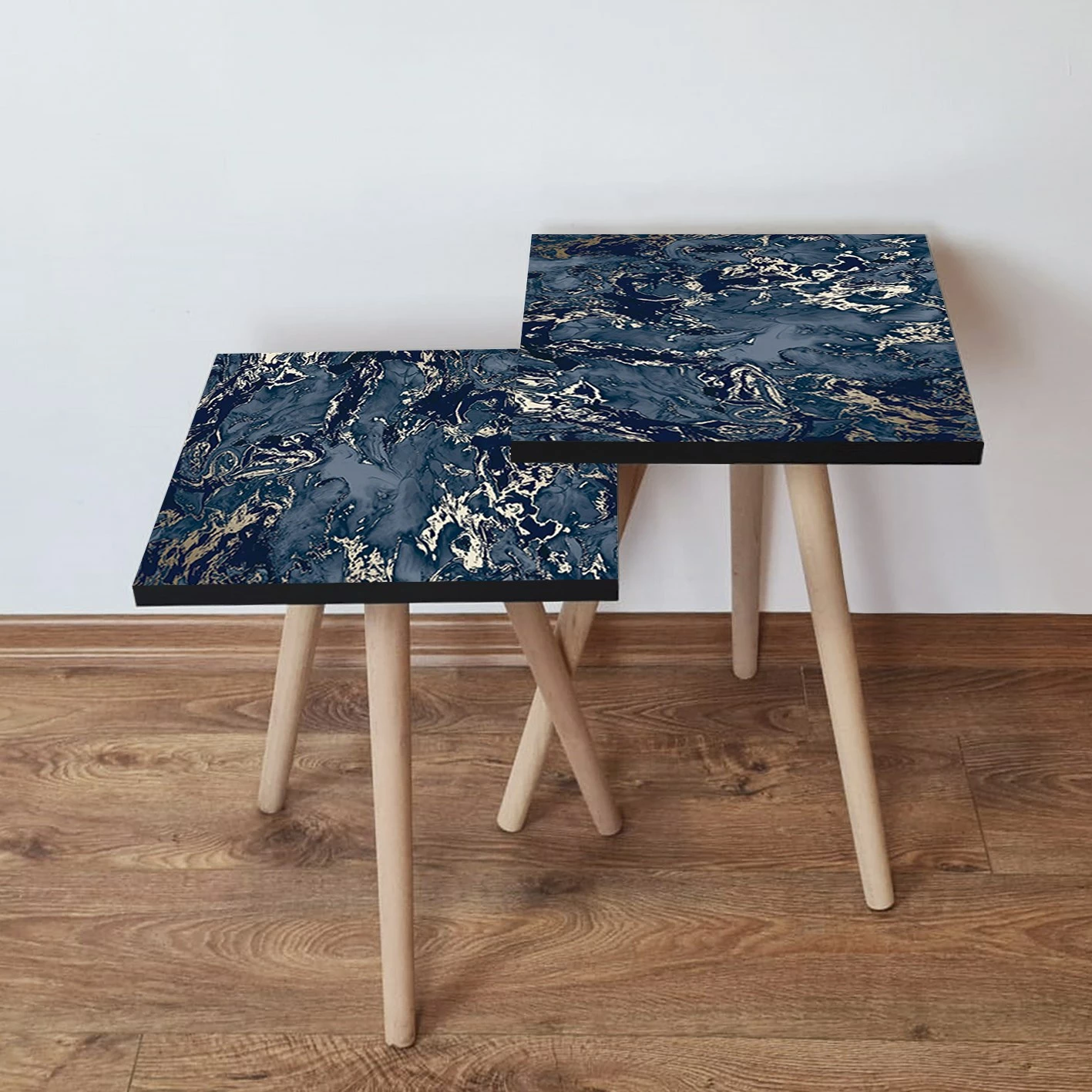 Set tavolinash ndihmëse, dy copë, ngjyrë blu e errët, Skye Decor, 2Shp278