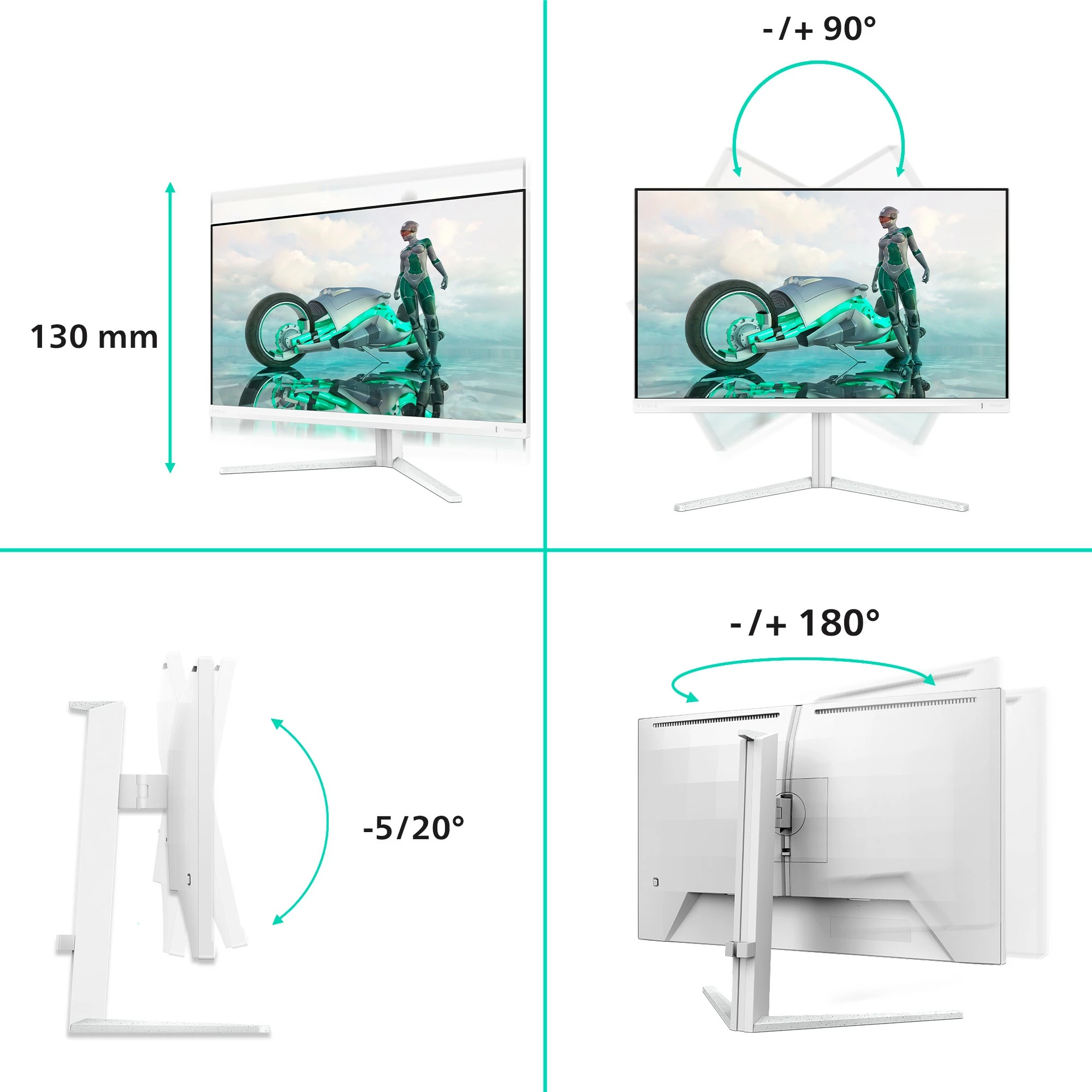 Monitor Philips 27M2N3501PA, 27 inç, Quad HD, 260Hz, i bardhë