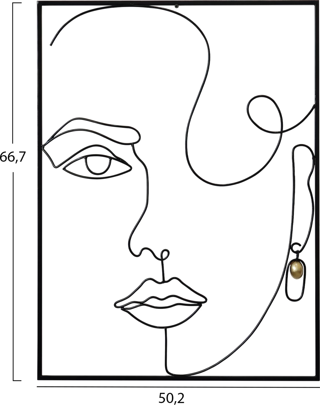 Dekor muri FH7549, kornizë metali e zezë, fytyrë femre